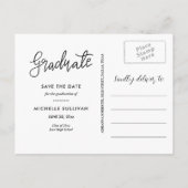 Graduate Casual Script | Moderne Grad Foto Collage Aankondigingskaart (Achterkant)