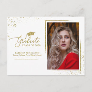 Graduate Chic afstudeeraankondiging gouden glitter Briefkaart