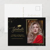 Graduate Chic Afstudeerbericht Gouden Glitters Briefkaart (Voorkant / Achterkant)