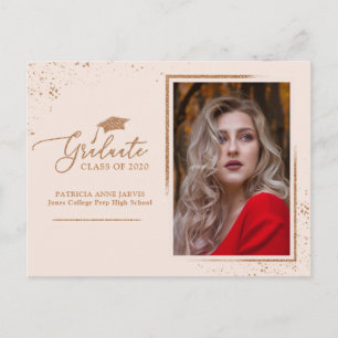 Graduate Chic Afstudeerbericht Roze Gouden Glitter Briefkaart