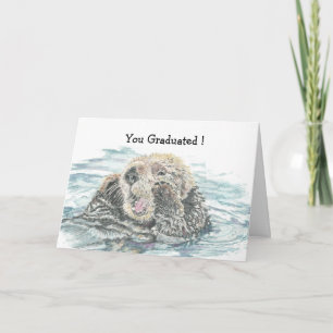 Graduate Congrats Cute Excited Otter Humorous Kaart