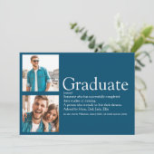 Graduate Definitie 2 Foto Modern Blauw Kaart (Staand voorkant)