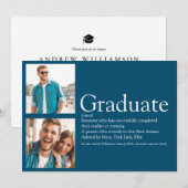 Graduate Definitie 2 Foto Modern Blauw Kaart (Voorkant / Achterkant)