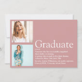 Graduate Definitie 2 Foto Modern Roze Kaart (Voorkant)