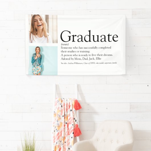 Graduate Definitie 2 Foto Modern Zwart en Wit Spandoek (Insitu)