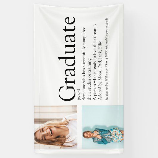 Graduate Definitie 2 Foto Modern Zwart en Wit Spandoek (Verticaal)