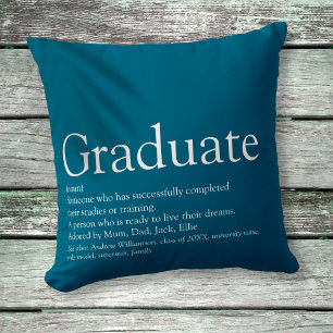 Graduate Definitie Moderne Blauwe Typografie Kussen