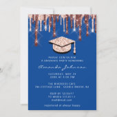 Graduate Drips Rose Goud Cap 3D Glam Royal Blauw Kaart (Voorkant)