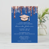 Graduate Drips Rose Goud Cap 3D Glam Royal Blauw Kaart (Staand voorkant)
