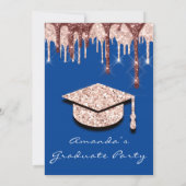 Graduate Drips Rose Goud Cap 3D Glam Royal Blauw Kaart (Achterkant)