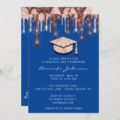 Graduate Drips Rose Goud Cap 3D Glam Royal Blauw Kaart (Voorkant / Achterkant)