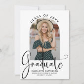 Graduate Elegant Script Afstudeerboog Foto Kaart (Voorkant)