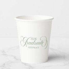 Graduate Elegante Salie Groene Script Typografie Papieren Bekers