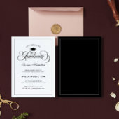 Graduate Elegante Zwarte Witte Script Typografie Kaart