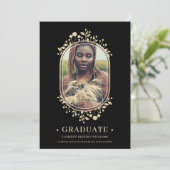 Graduate Fancy Botanical Oval Frame Golden effect Kaart (Staand voorkant)