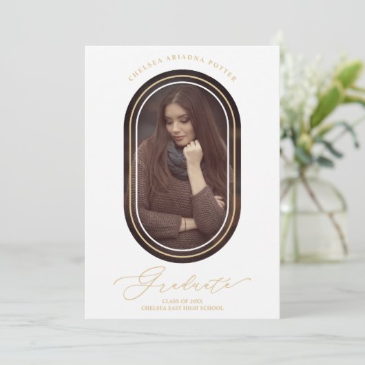 Graduate Fancy Minimalist Oval Frame Golden effect (Staand voorkant)