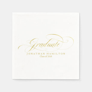 Graduate Folie Goud Fancy Calligraphy Afstuderen Servet