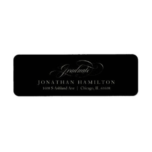 Graduate Folie Zilver Elegant Script Afstuderen Etiket