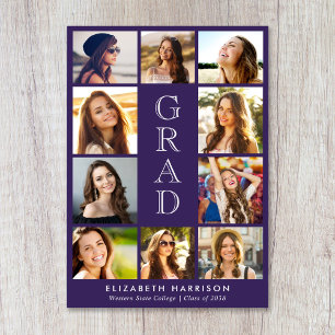 Graduate Foto Collage Paars Aankondiging