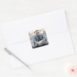 Graduate Foto Vet Schrift Vierkante Sticker