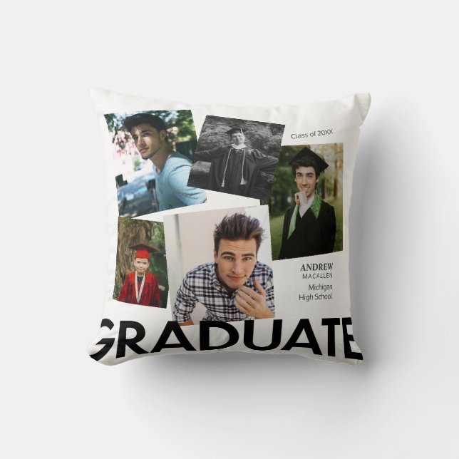 Graduate Foto's Witte Monogram 3 Kussen (Voorkant)