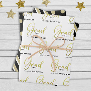 Graduate Grad Gold Calligraphy Script Modern Inpakpapier Vel