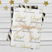 Graduate Grad Gold Calligraphy Script Modern Inpakpapier Vel