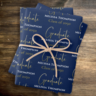 Graduate Grad Goud Calligrafie Script Modern Inpakpapier Vel