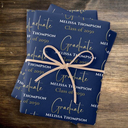 Graduate Grad Goud Calligrafie Script Modern Inpakpapier Vel