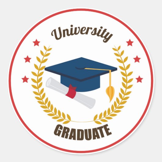 Graduate Klassieke Ronde Sticker (Voorkant)