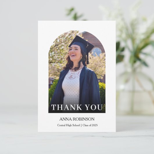 Graduate Modern Arch Photo Graduation Bedankkaart (Staand voorkant)
