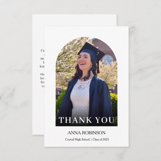 Graduate Modern Arch Photo Graduation Bedankkaart (Voorkant / Achterkant)