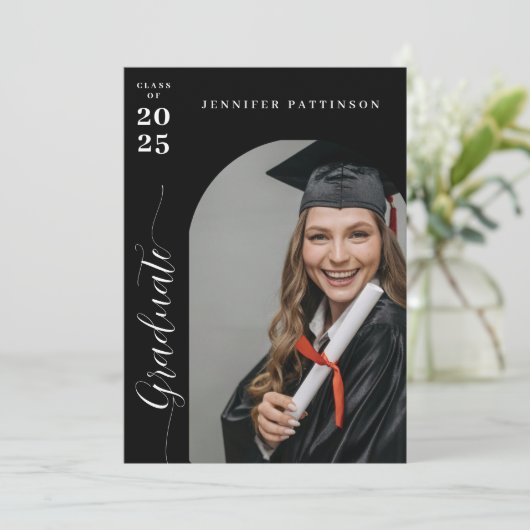 Graduate Modern Arch Photo Graduation Invitation Kaart (Staand voorkant)