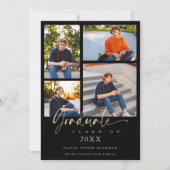 Graduate Modern Black Trendy Collage 4 Photos  Kaart (Voorkant)