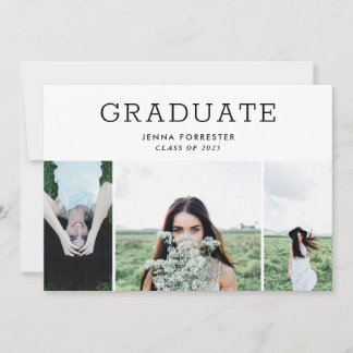 Graduate Modern Minimal Script Three Photos Kaart