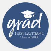 Graduate Moderne Lettering Grad Ronde Sticker (Voorkant)