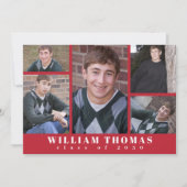 Graduate Multi Foto Collage Kardinaalrood QR Code Kaart (Voorkant)