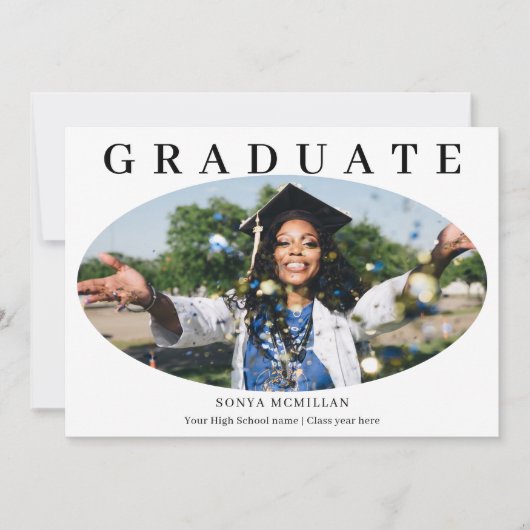 Graduate Oval Modern Photo Graduation Kaart (Voorkant)