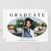 Graduate Oval Modern Photo Graduation Kaart (Voorkant / Achterkant)