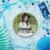 Graduate Photo Bold Black Script Graduation Party Papieren Bordje (Feest)