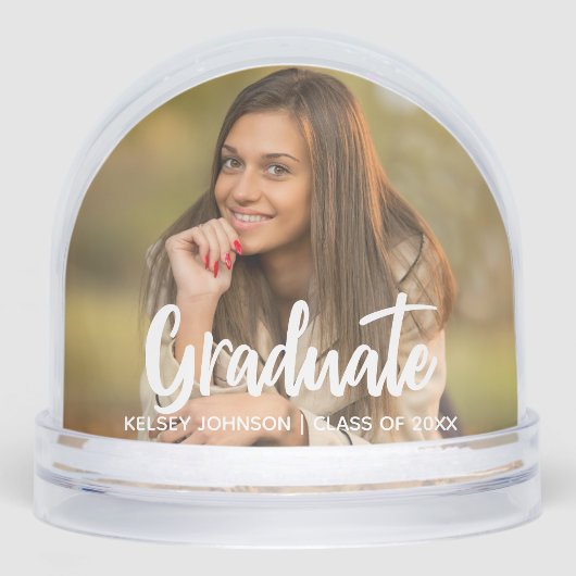 Graduate Photo Bold Script Custom Graduation Sneeuwbol (Voorkant)