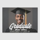 Graduate Photo Bold Script Graduation Magnet Card (Voorkant)