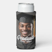 Graduate Photo Bold Script Graduation Party Favor Seltzer Blikjeskoeler (Seltzer Voorkant)