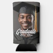Graduate Photo Bold Script Graduation Party Favor Seltzer Blikjeskoeler (Achterkant)