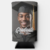 Graduate Photo Bold Script Graduation Party Favor Seltzer Blikjeskoeler (Voorkant)