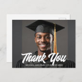 Graduate Photo Bold Script Graduation Thank You Briefkaart (Voorkant / Achterkant)