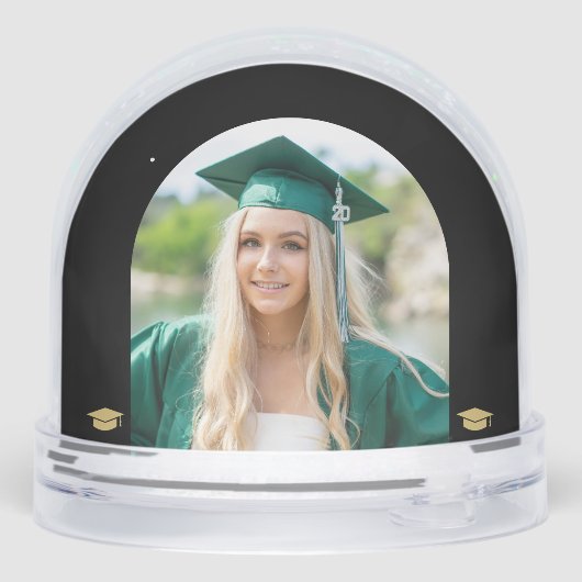 Graduate photo collage gold script class of year sneeuwbol (Achterkant)