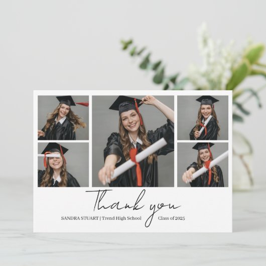 Graduate Photo Collage Graduation Bedankkaart (Staand voorkant)