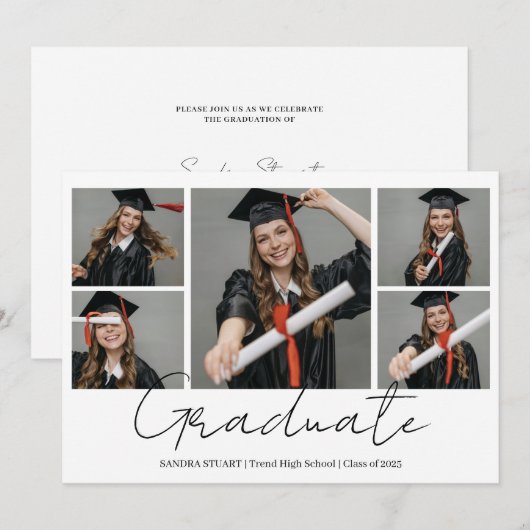 Graduate Photo Collage Modern Graduation Kaart (Voorkant / Achterkant)