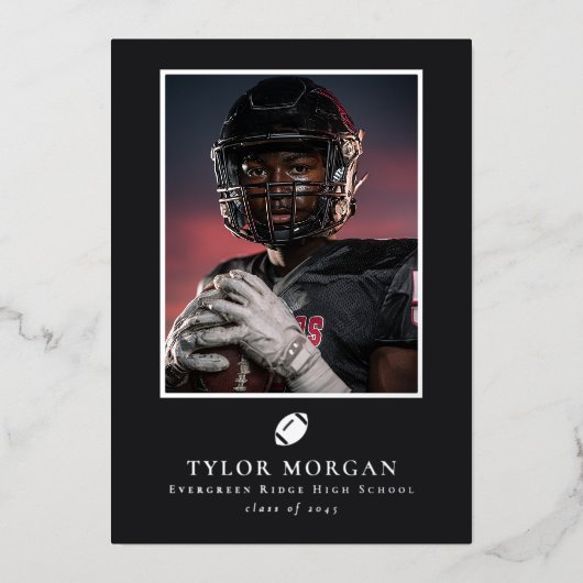 Graduate Photo Football Graduation Announcement Folie Uitnodiging (Voorkant)